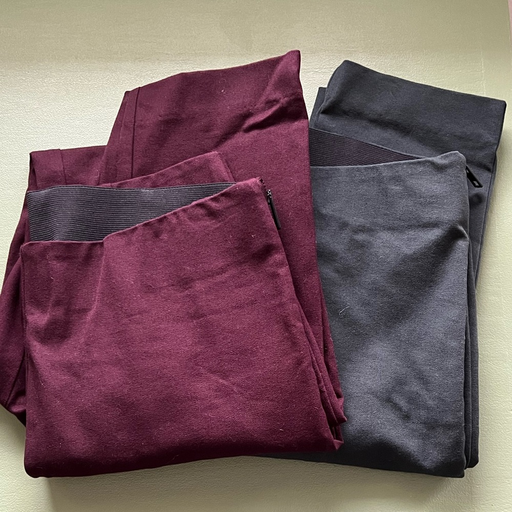 A New Day women’s side zip skinny ankle pants 2 pairs bundle - green & maroon